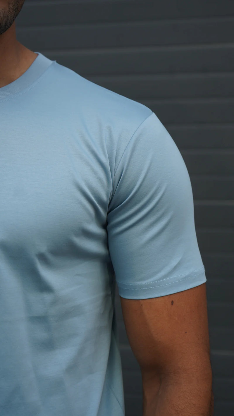 Capo MERCERISED Cotton Crew Neck T-Shirt - Pale Blue