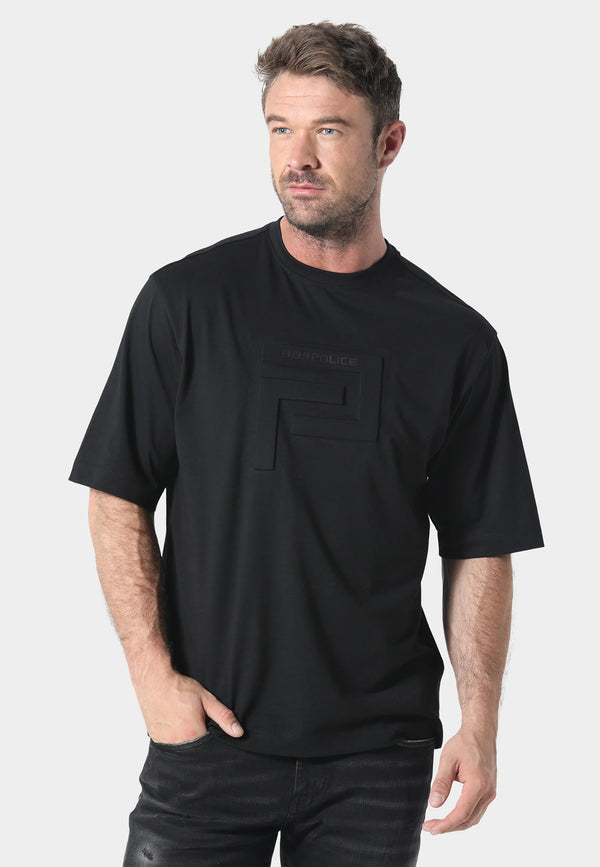 883 Police oversized fit Embo T-Shirt -Black