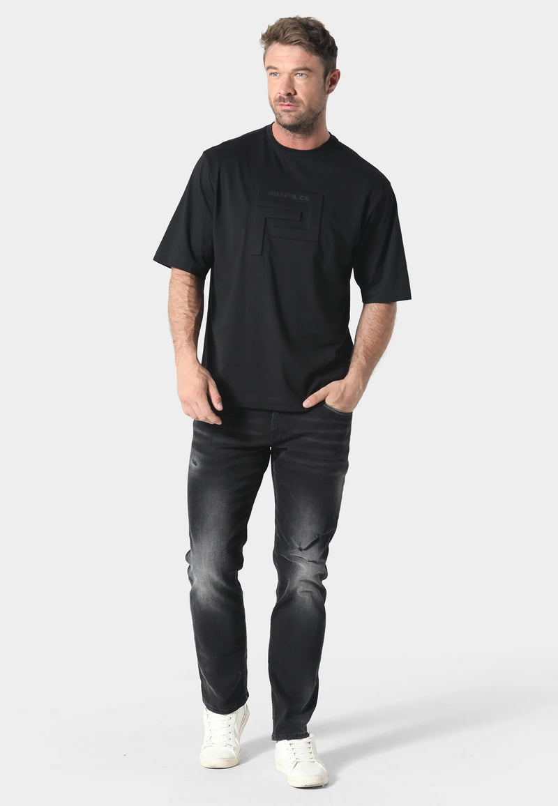 883 Police oversized fit Embo T-Shirt -Black