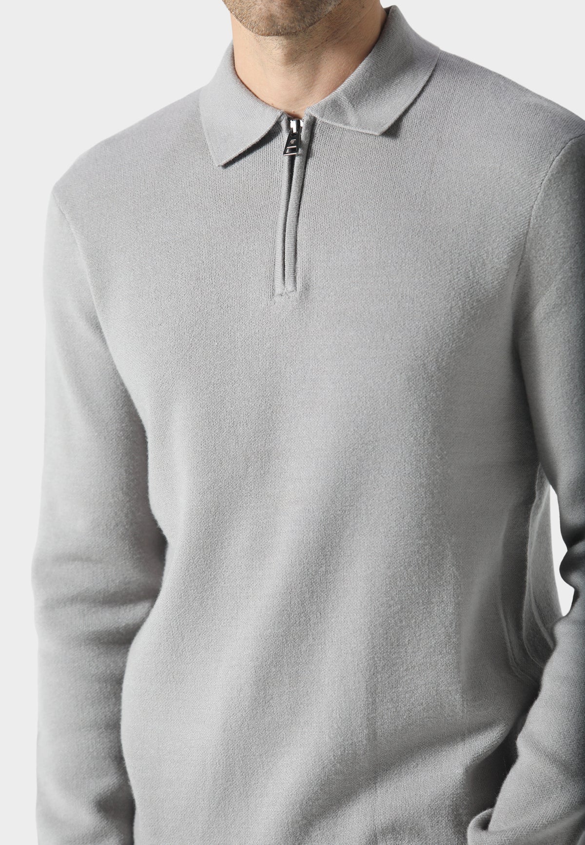 883 Police Harlem Knitwear Long Sleeve Polo Shirt DESERT Grey