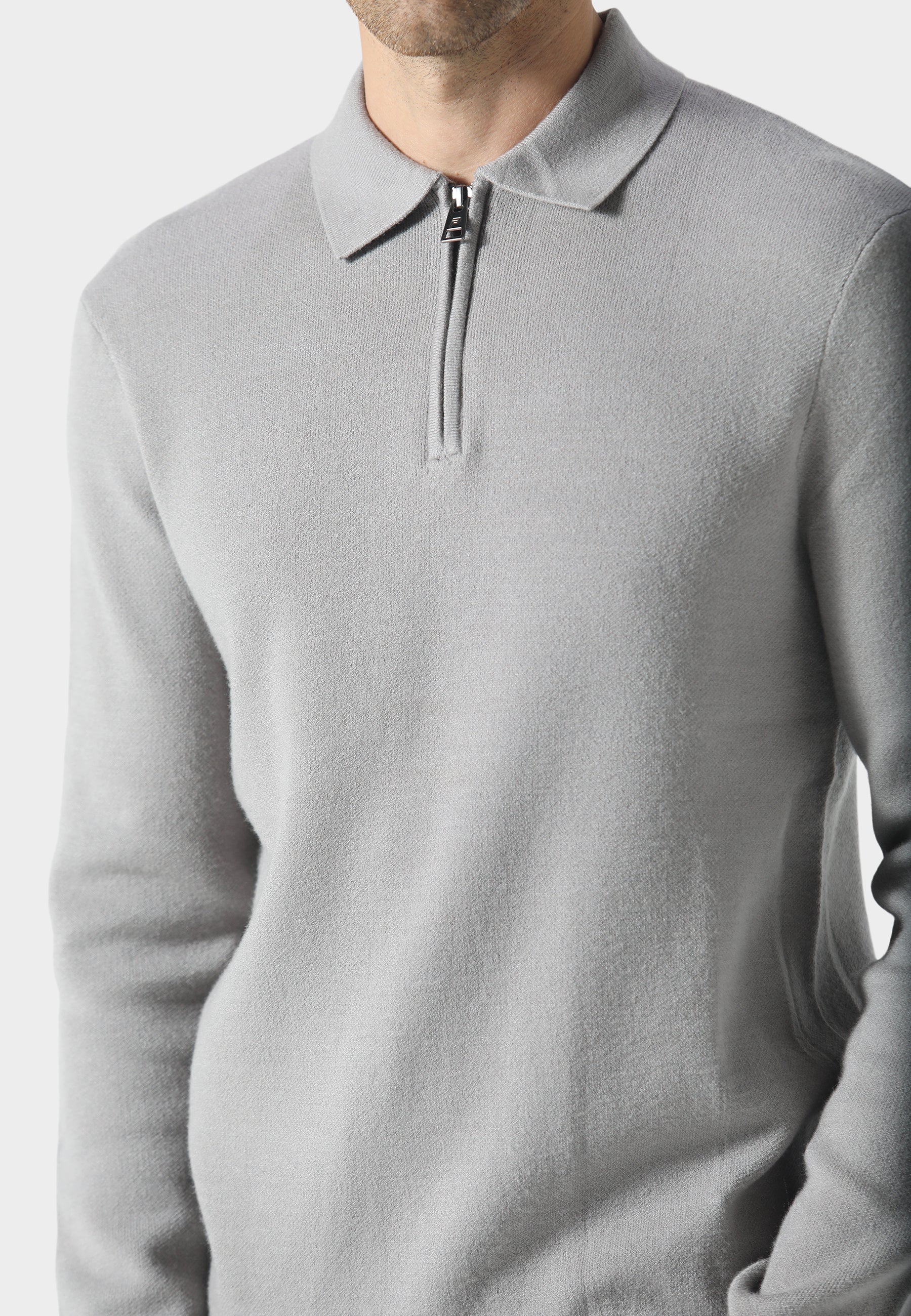 883 Police Harlem 1/4 Zip Knit Ribbed Collar & Cuff - DESERT