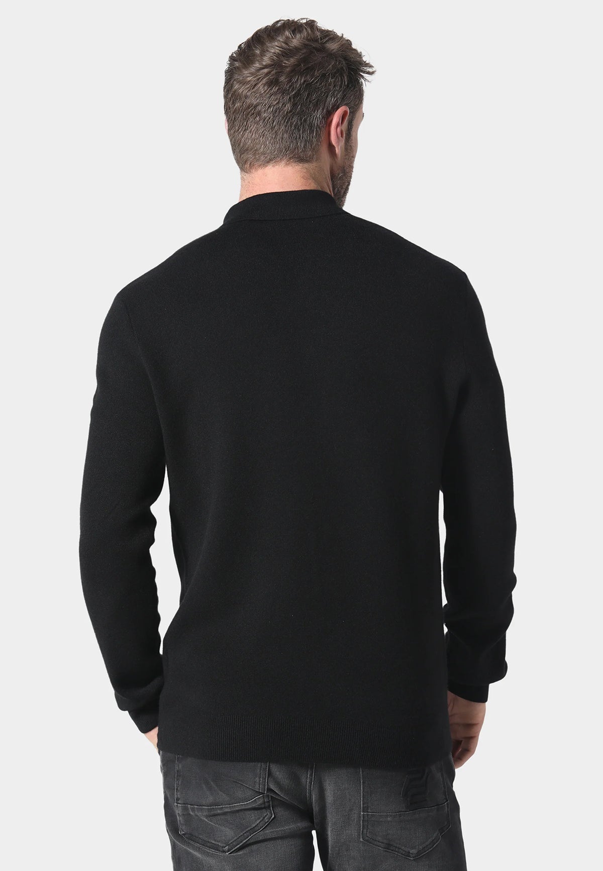 883 Police Harlem 1/4 Zip Knit Ribbed Collar & Cuff - BLACK