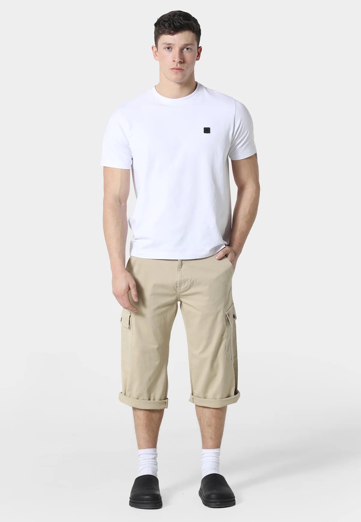 883 Police Hykeham Beige Cargo Shorts