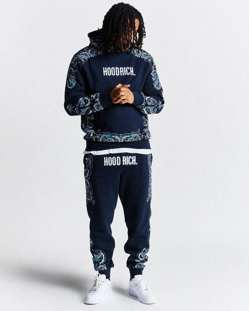 Hoodrich Motif Hoodie Navy/White/Blue