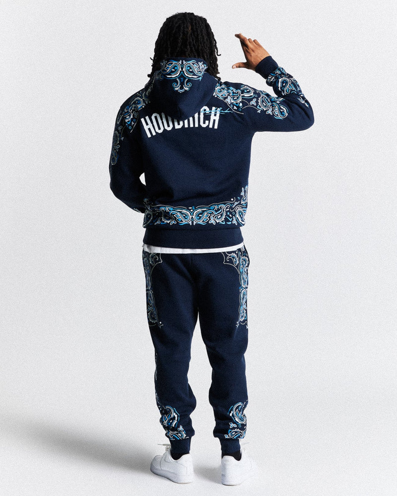 Hoodrich Motif Hoodie Navy/White/Blue