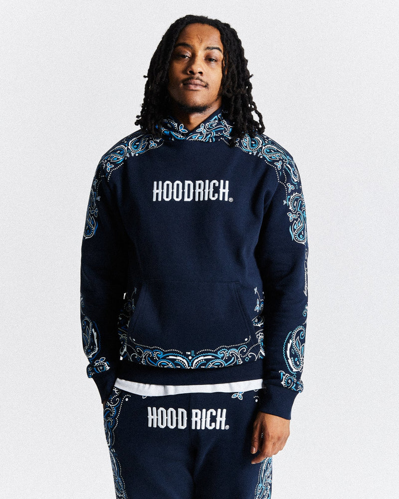 Hoodrich Motif Hoodie Navy/White/Blue