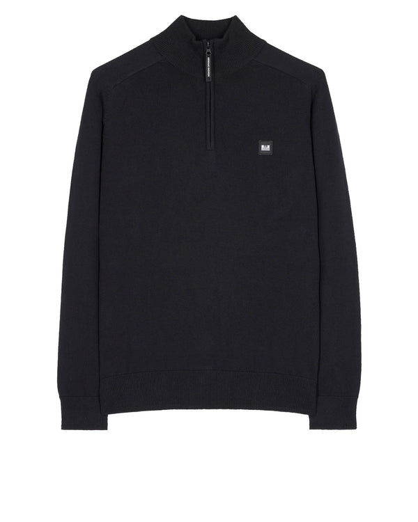 Weekend Offender PIERRE KNITTED QUARTER ZIP SWEATER BLACK