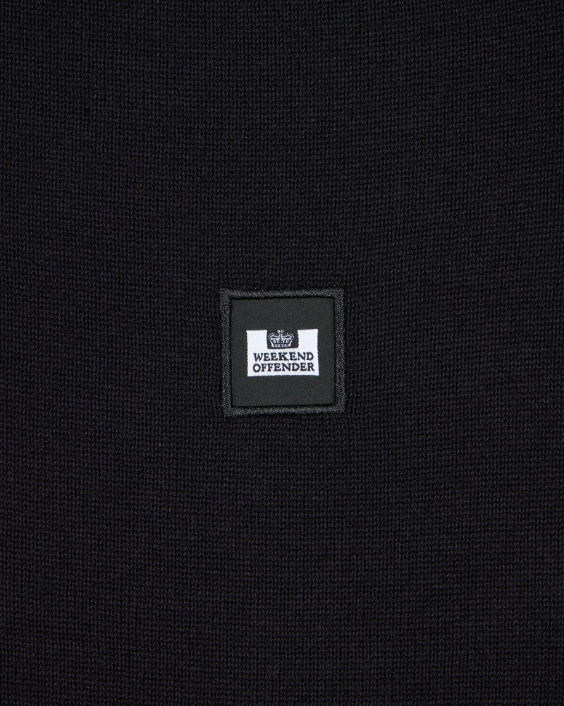 Weekend Offender PIERRE KNITTED QUARTER ZIP SWEATER BLACK