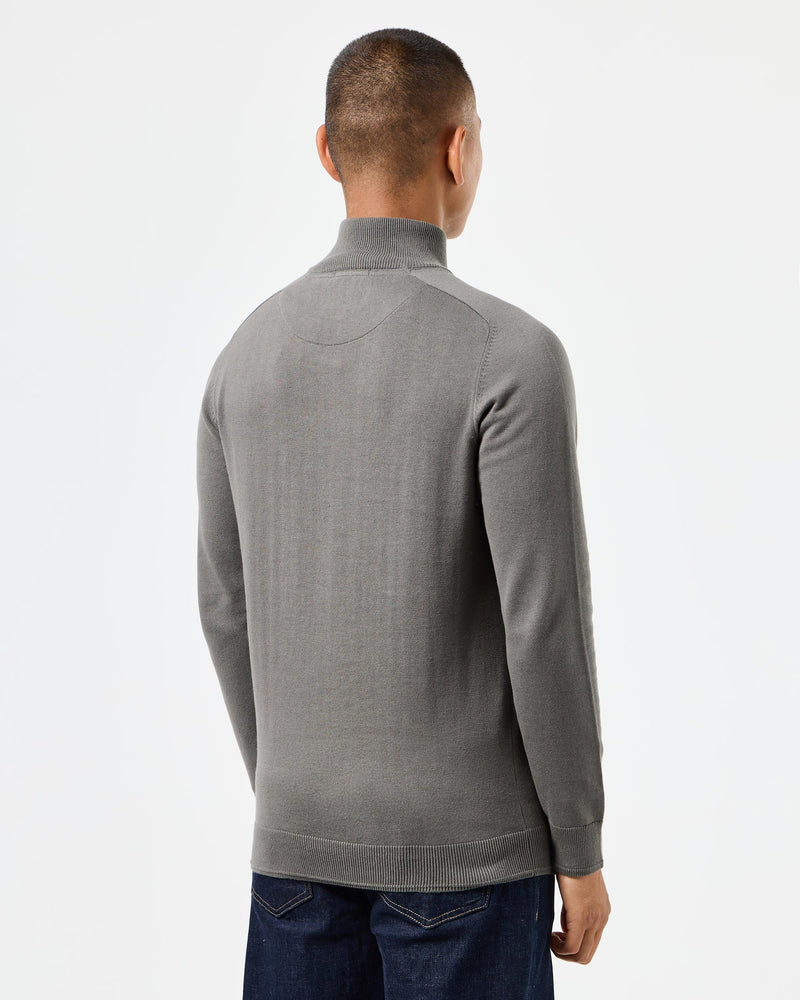 Weekend Offender Pierre Knitted Quarter Zip Sweater - Zinc