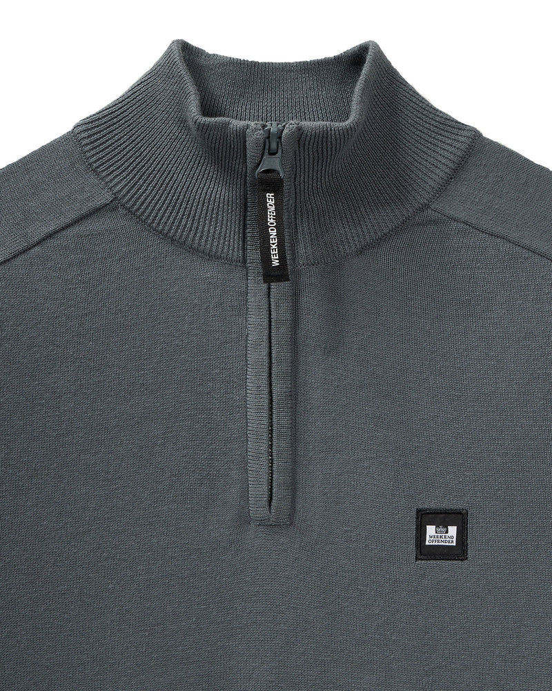 Weekend Offender Pierre Knitted Quarter Zip Sweater - Zinc