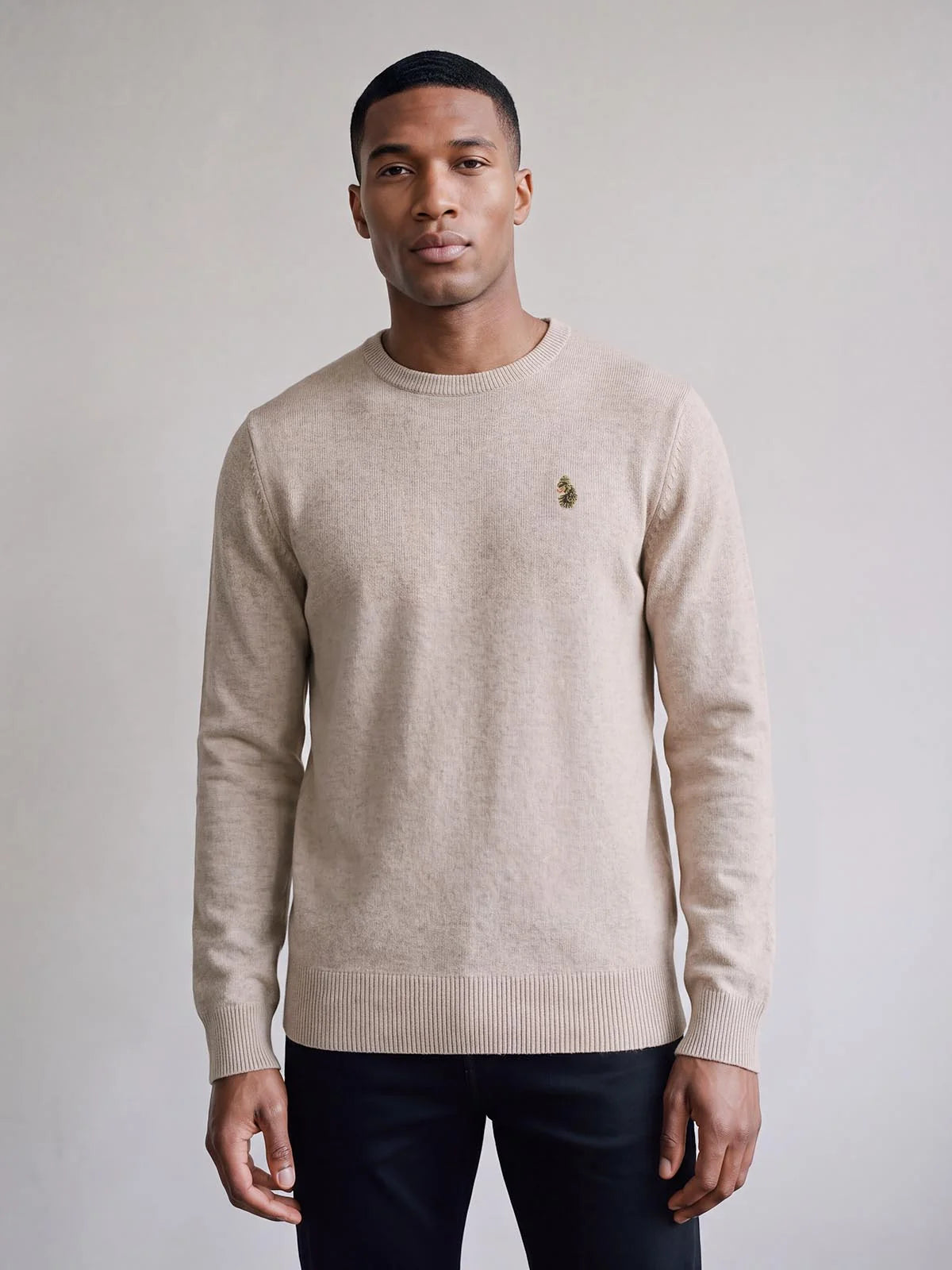 Luke 1977 gerard knitted jumper - stone marle