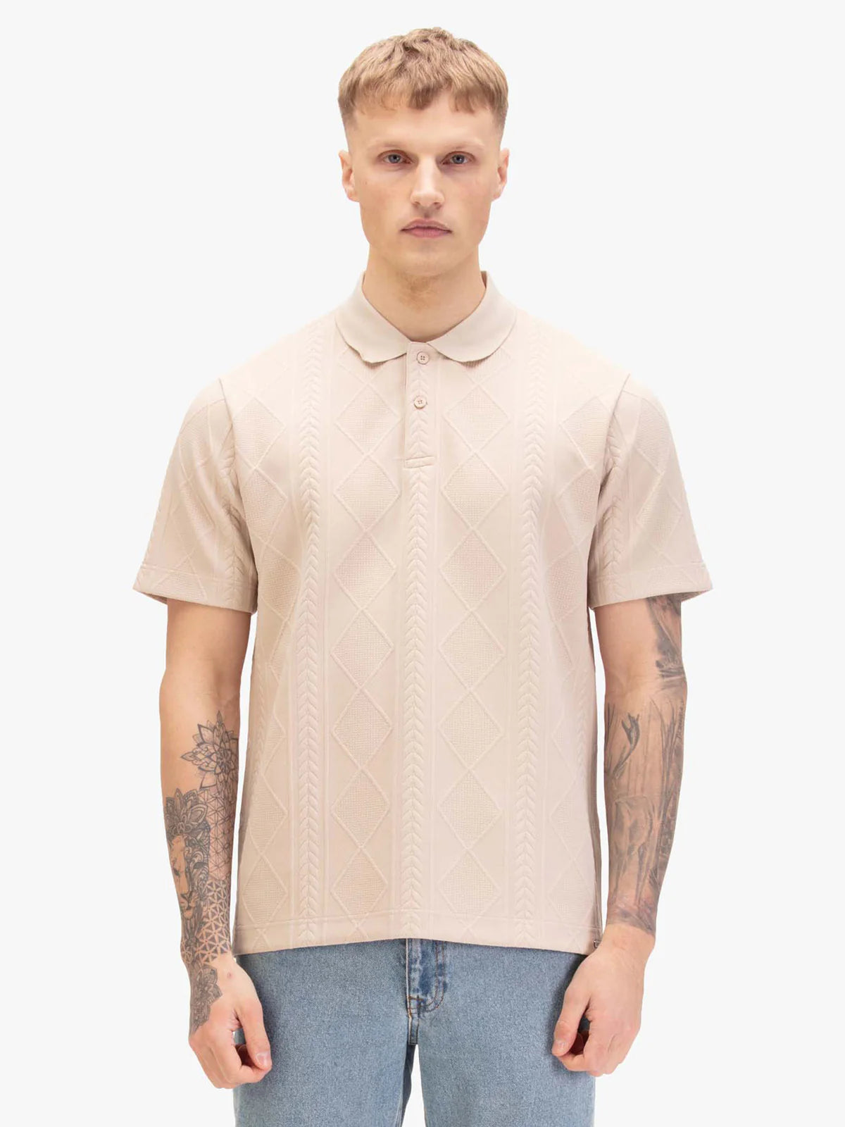 Luke 1977 la fe textured polo - ECRU