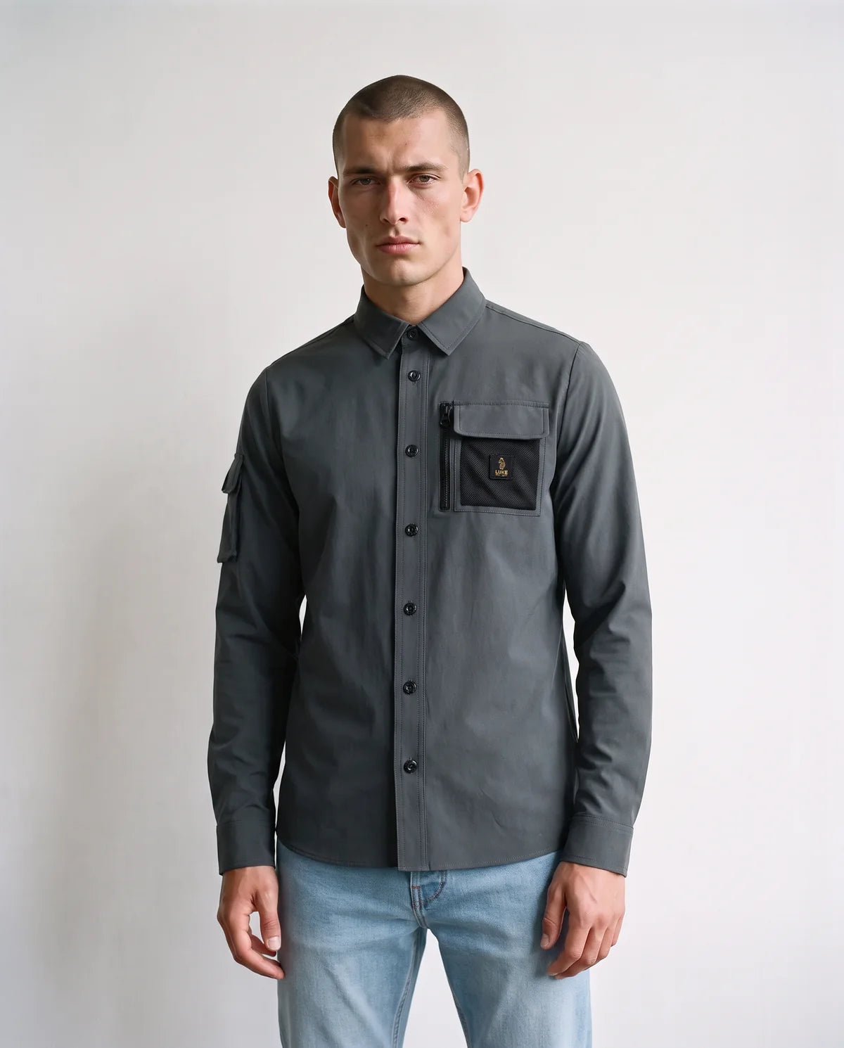 Luke Est 1977 hulun technical nylon overshirt - charcoal