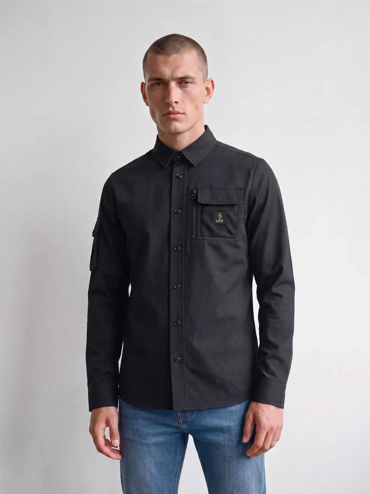 Luke Est 1977 hulun technical nylon overshirt - black