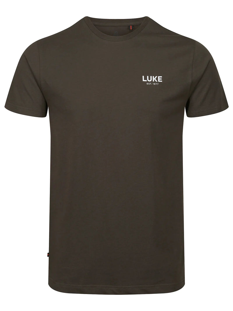 LUKE EST.1977 raised text chest print Superb T-shirt DARK GREEN