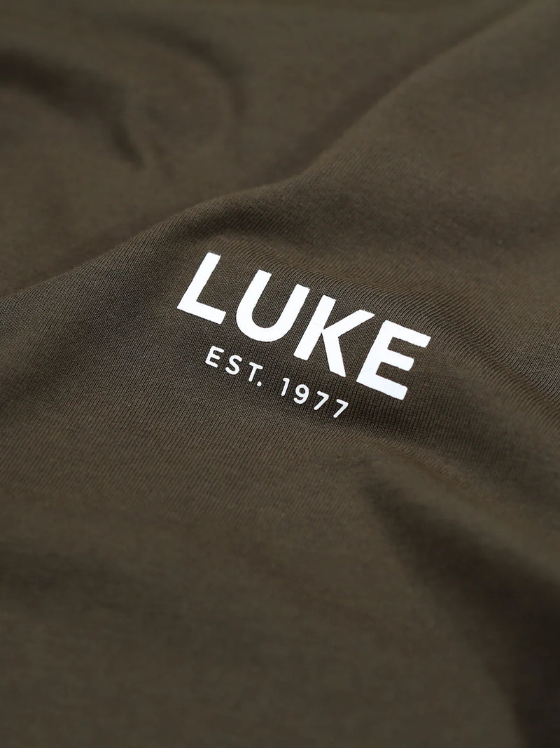 LUKE EST.1977 raised text chest print Superb T-shirt DARK GREEN