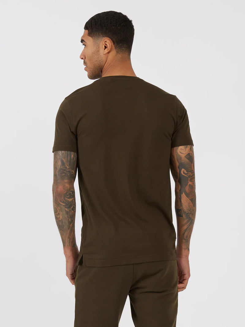 LUKE EST.1977 raised text chest print Superb T-shirt DARK GREEN