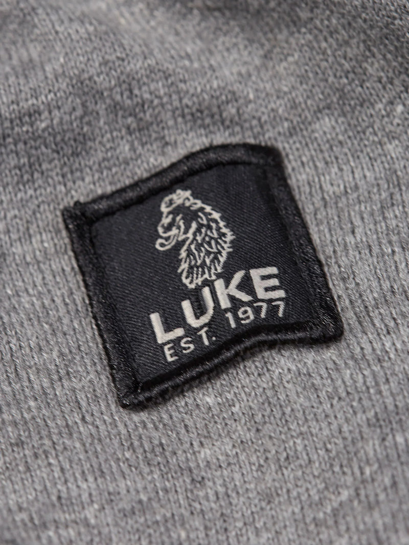 Luke HEDDON FUNNEL NECK HALF ZIP KNITTED JUMPER - MARL GREY