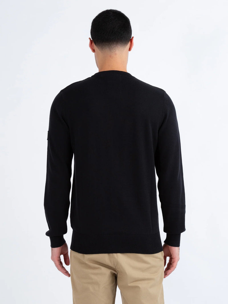 Luke BERWICK PURE COTTON CREW NECK KNITTED JUMPER - BLACK