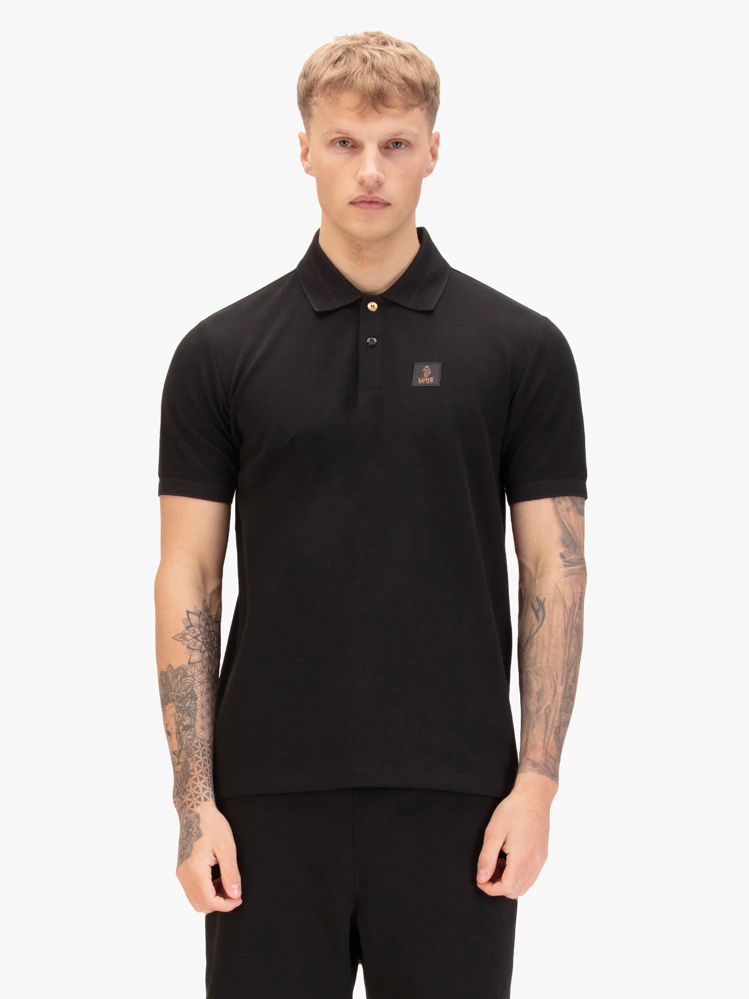 Luke Est 1977 MAKATI HONEYCOMB TEXTURED POLO - BLACK