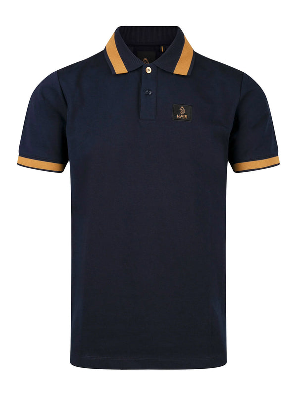 Luke Est 1977 MAKATI HONEYCOMB TEXTURED POLO - NAVY/GOLD