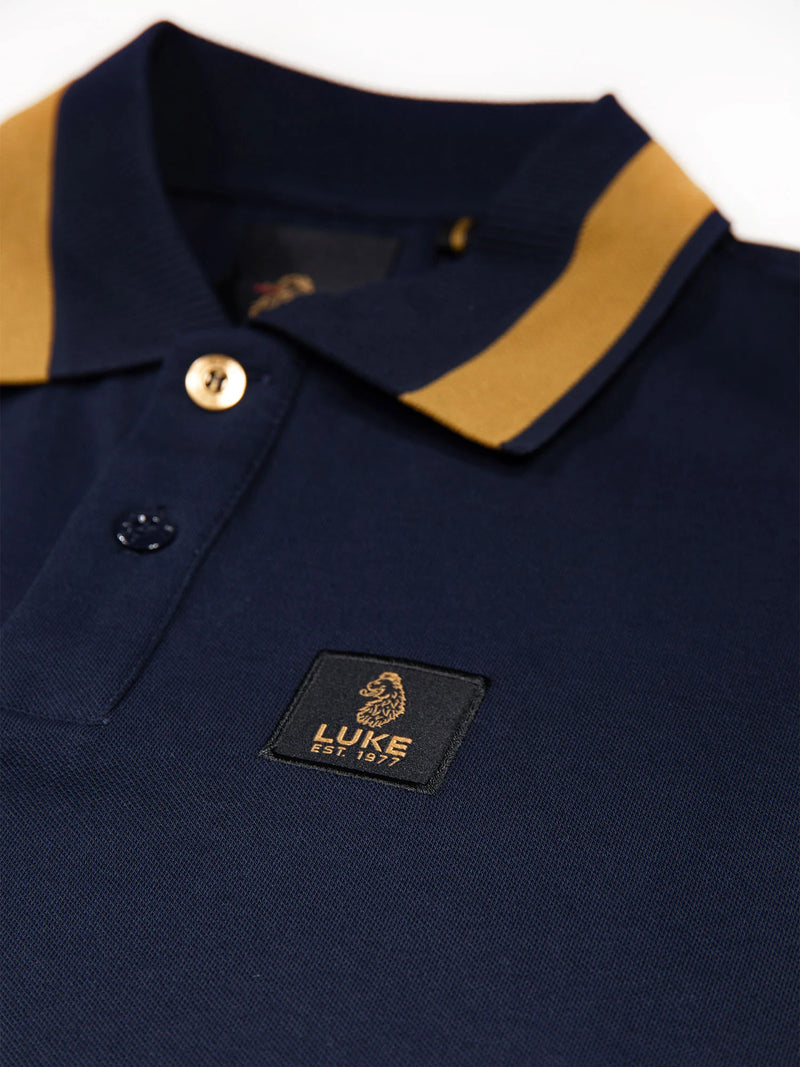 Luke Est 1977 MAKATI HONEYCOMB TEXTURED POLO - NAVY/GOLD