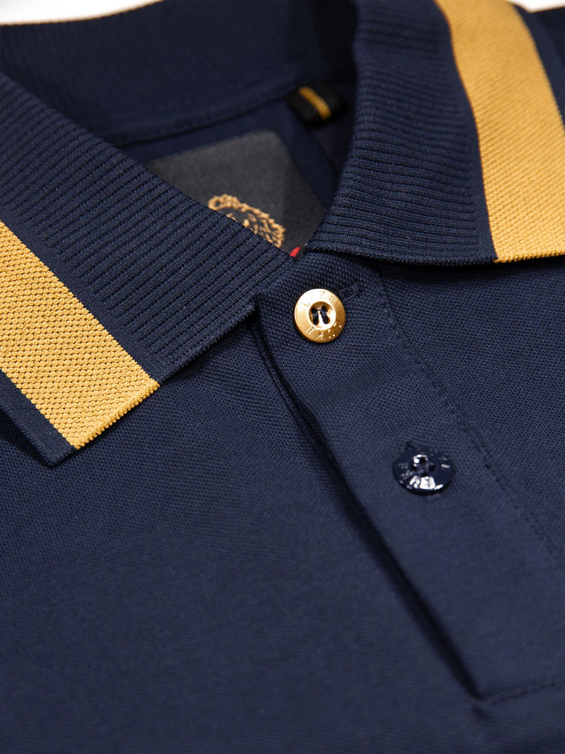 Luke Est 1977 MAKATI HONEYCOMB TEXTURED POLO - NAVY/GOLD