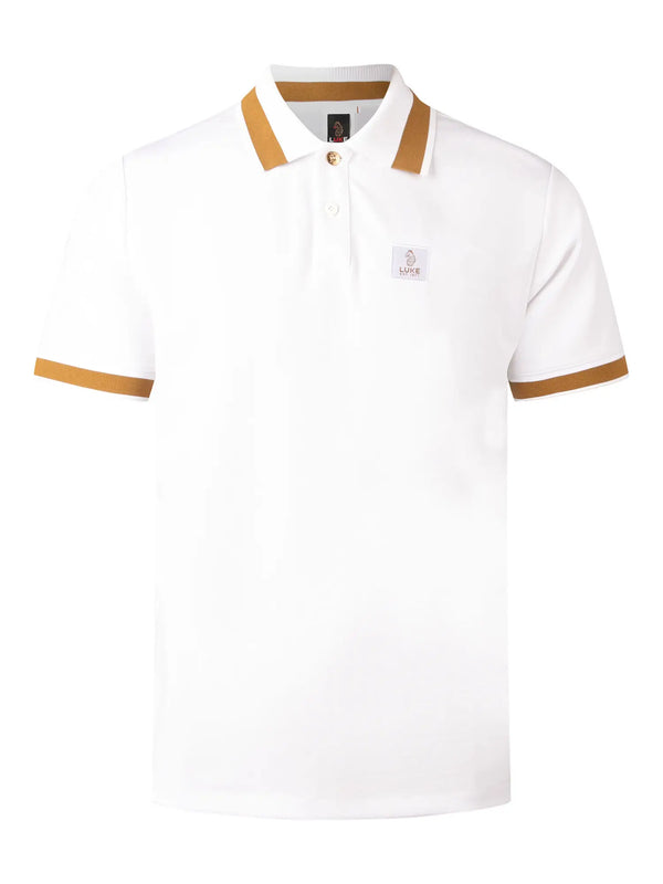Luke Est 1977 MAKATI HONEYCOMB TEXTURED POLO - WHITE GOLD