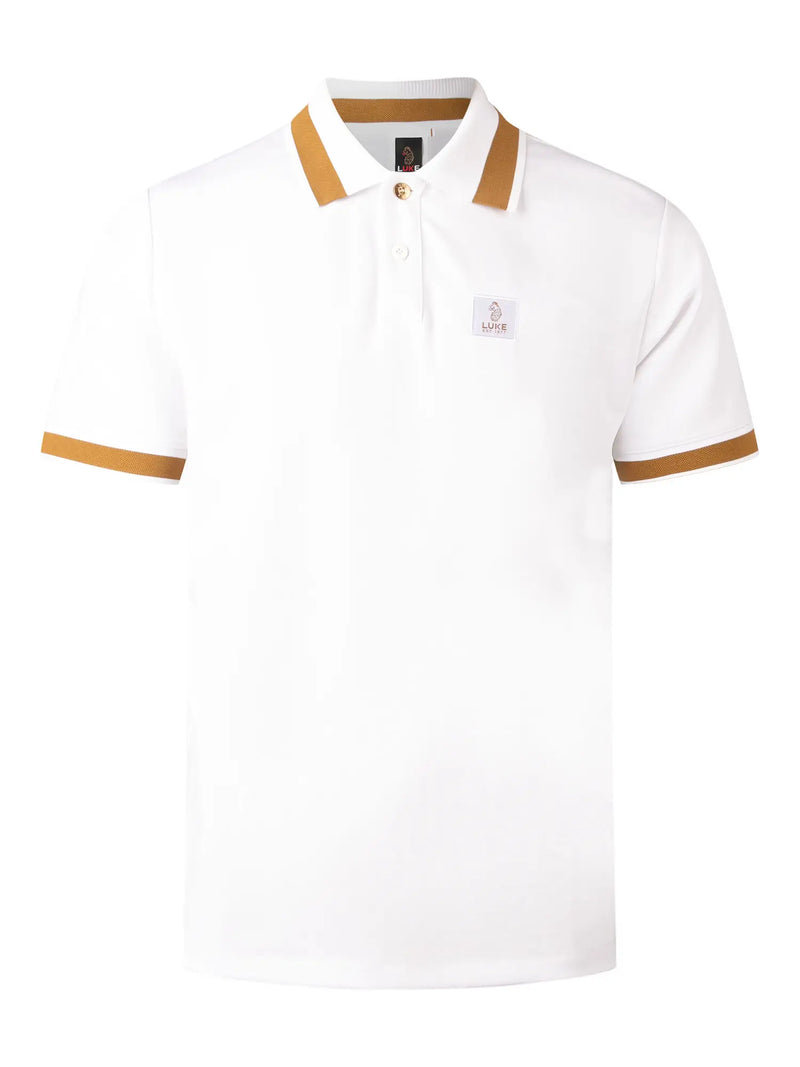 Luke Est 1977 MAKATI HONEYCOMB TEXTURED POLO - WHITE GOLD