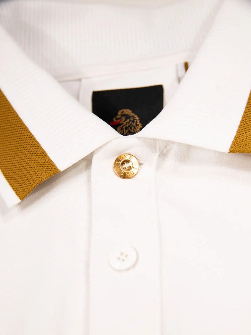 Luke Est 1977 MAKATI HONEYCOMB TEXTURED POLO - WHITE GOLD