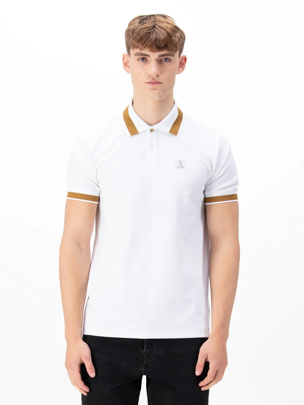 Luke Est 1977 MAKATI HONEYCOMB TEXTURED POLO - WHITE GOLD