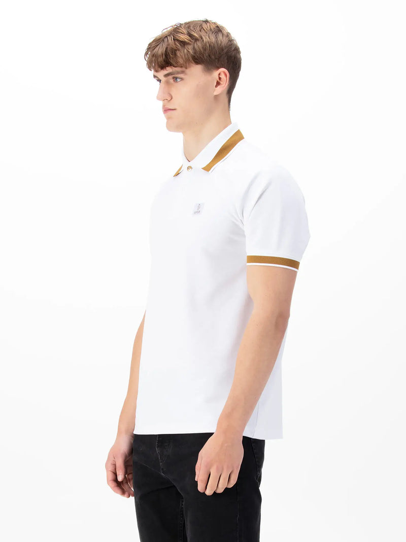 Luke Est 1977 MAKATI HONEYCOMB TEXTURED POLO - WHITE GOLD