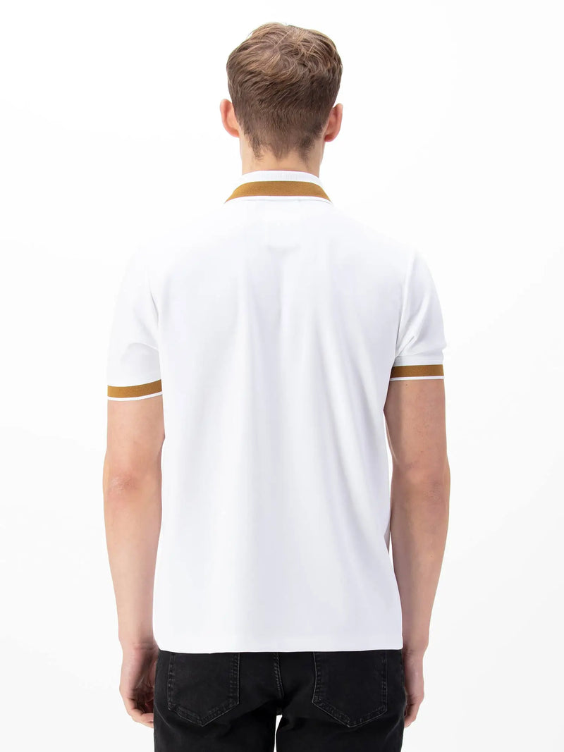 Luke Est 1977 MAKATI HONEYCOMB TEXTURED POLO - WHITE GOLD