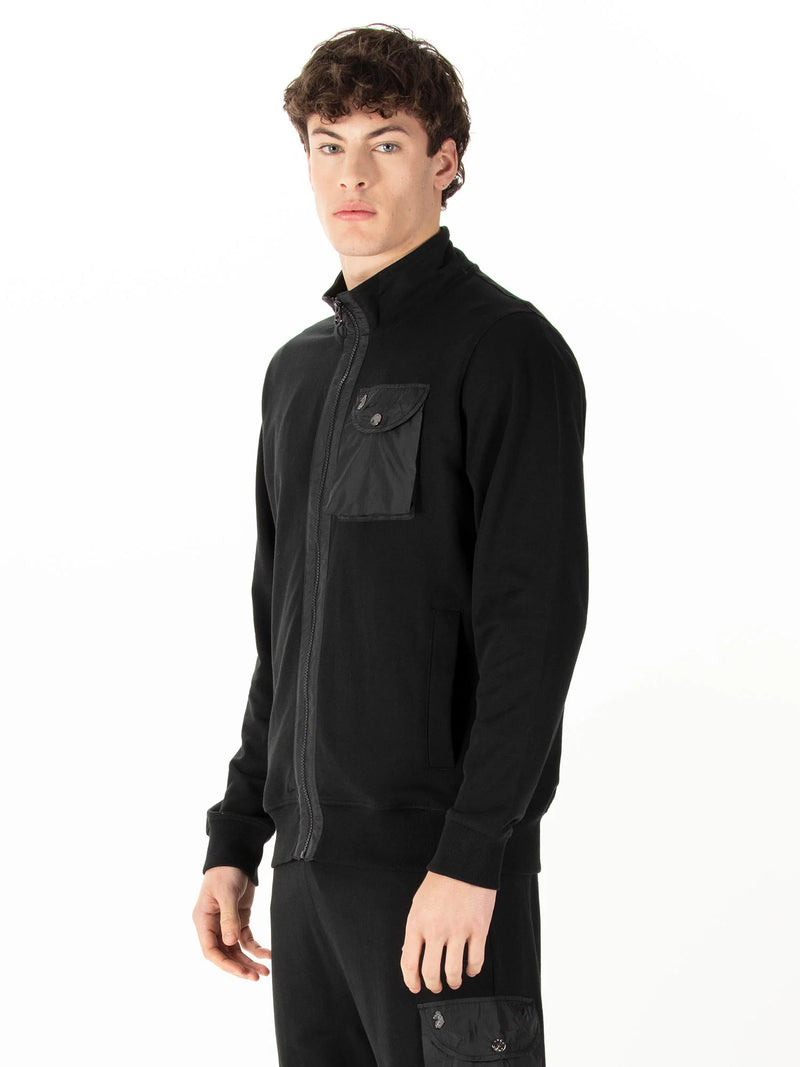 Luke Sutton Ontrast ZIP SWEATSHIRT - BLACK