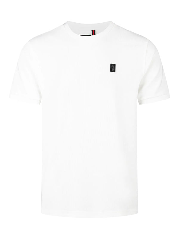 Luke Mainline KESWICK RIB DETAIL CREW T-SHIRT. - WHITE