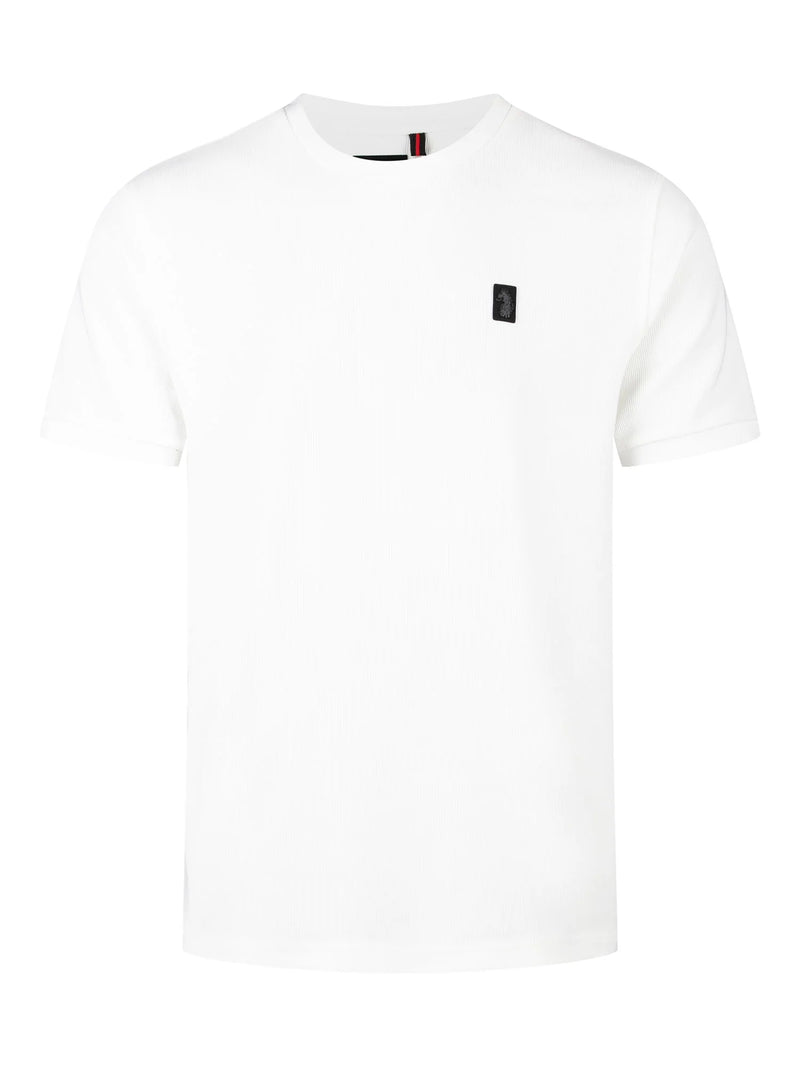 Luke Mainline KESWICK RIB DETAIL CREW T-SHIRT. - WHITE