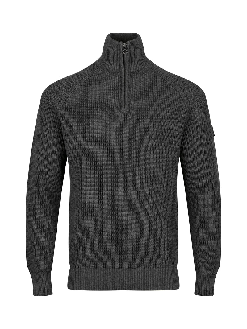Luke Est 1977 WATTON PLATED 1/4 ZIP KNITTED JUMPER charcoal