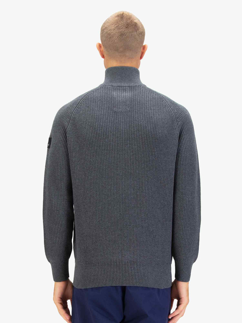 Luke Est 1977 WATTON PLATED 1/4 ZIP KNITTED JUMPER charcoal