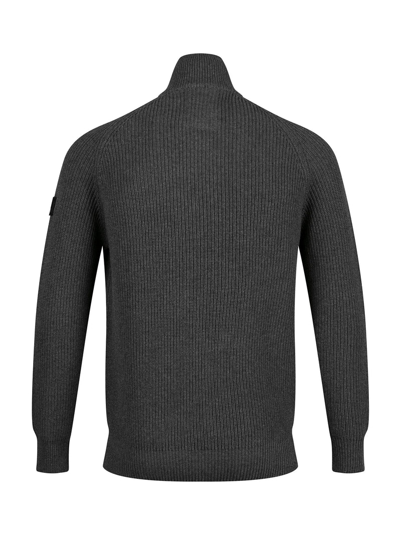 Luke Est 1977 WATTON PLATED 1/4 ZIP KNITTED JUMPER charcoal