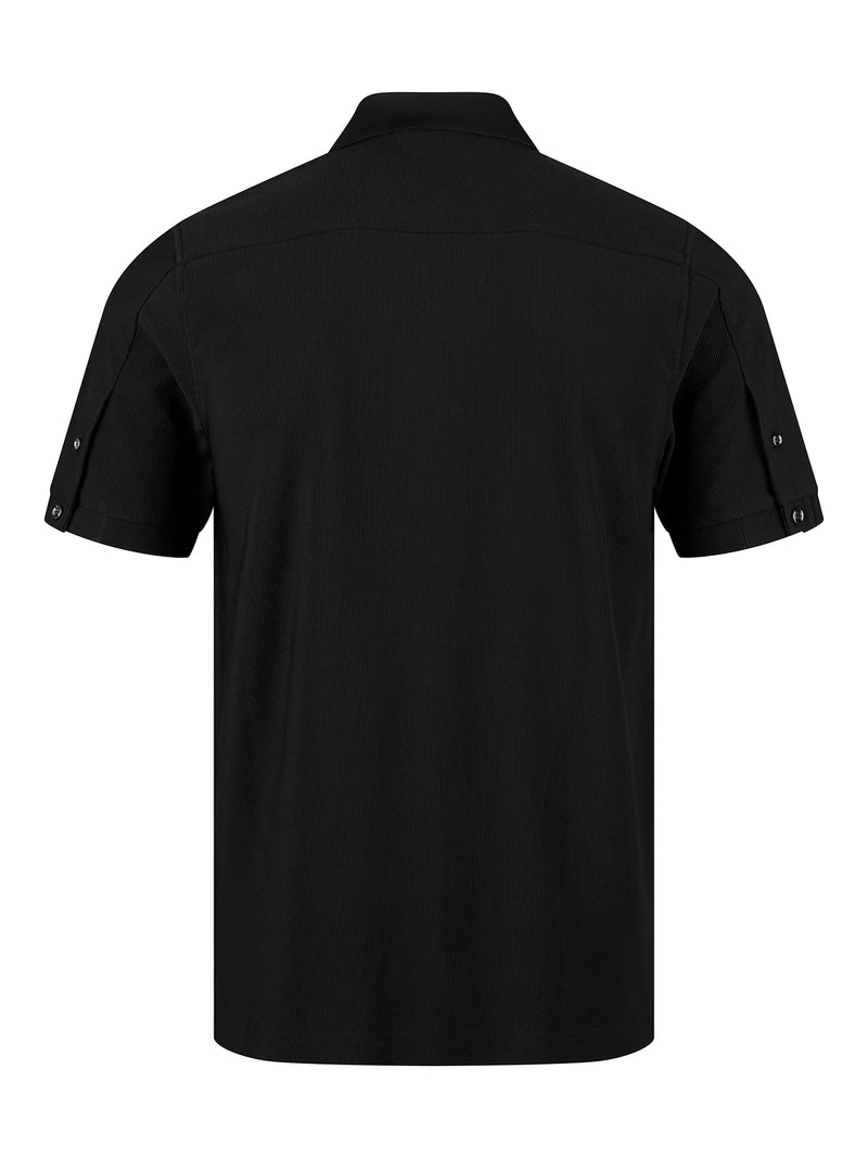 Luke Mainline PENRITH ZIP NECK SHORT SLEEVE POLO - BLACK