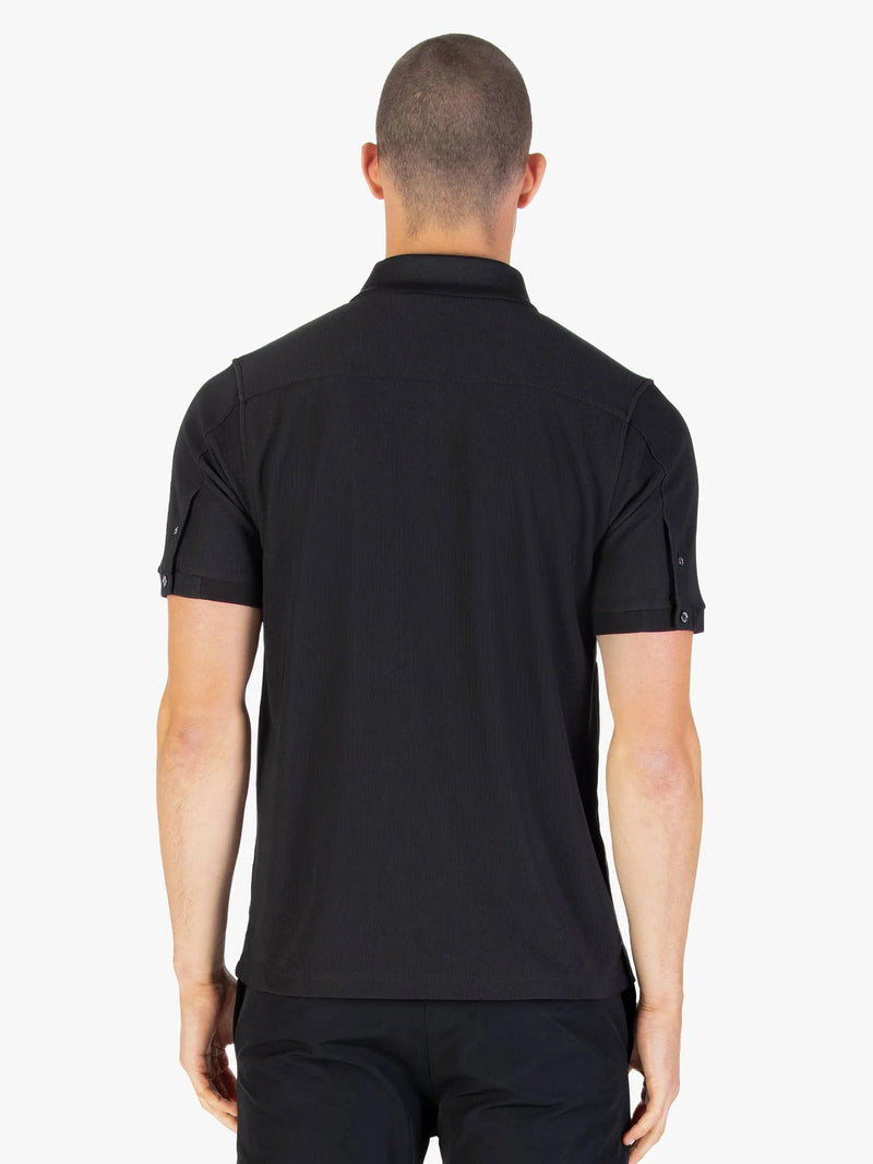 Luke Mainline PENRITH ZIP NECK SHORT SLEEVE POLO - BLACK