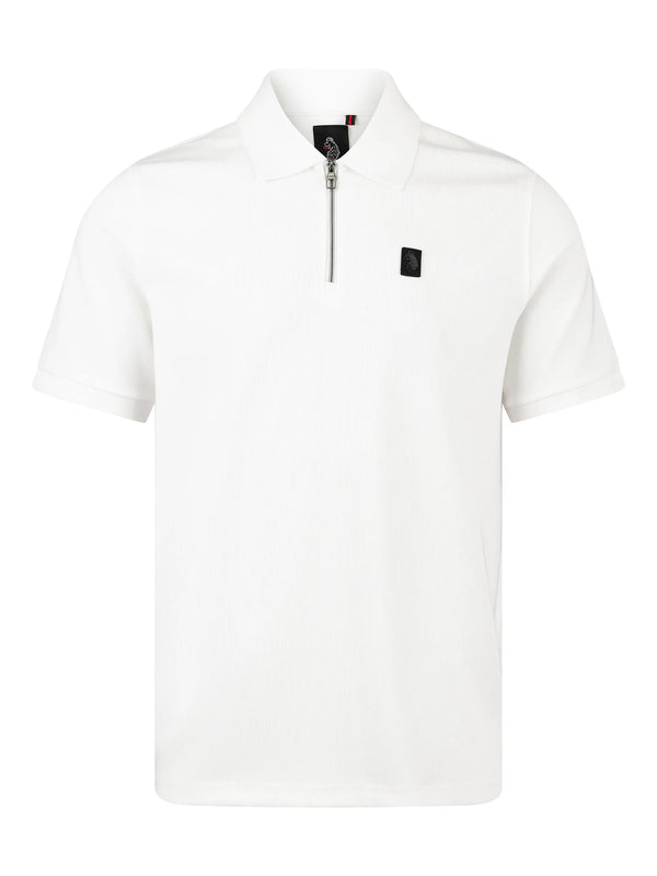 Luke Mainline PENRITH ZIP NECK SHORT SLEEVE POLO - WHITE