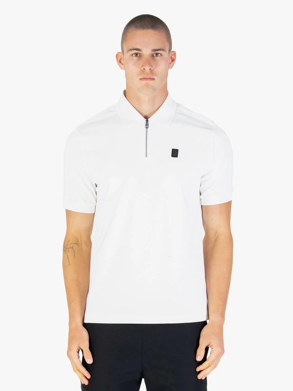 Luke Mainline PENRITH ZIP NECK SHORT SLEEVE POLO - WHITE