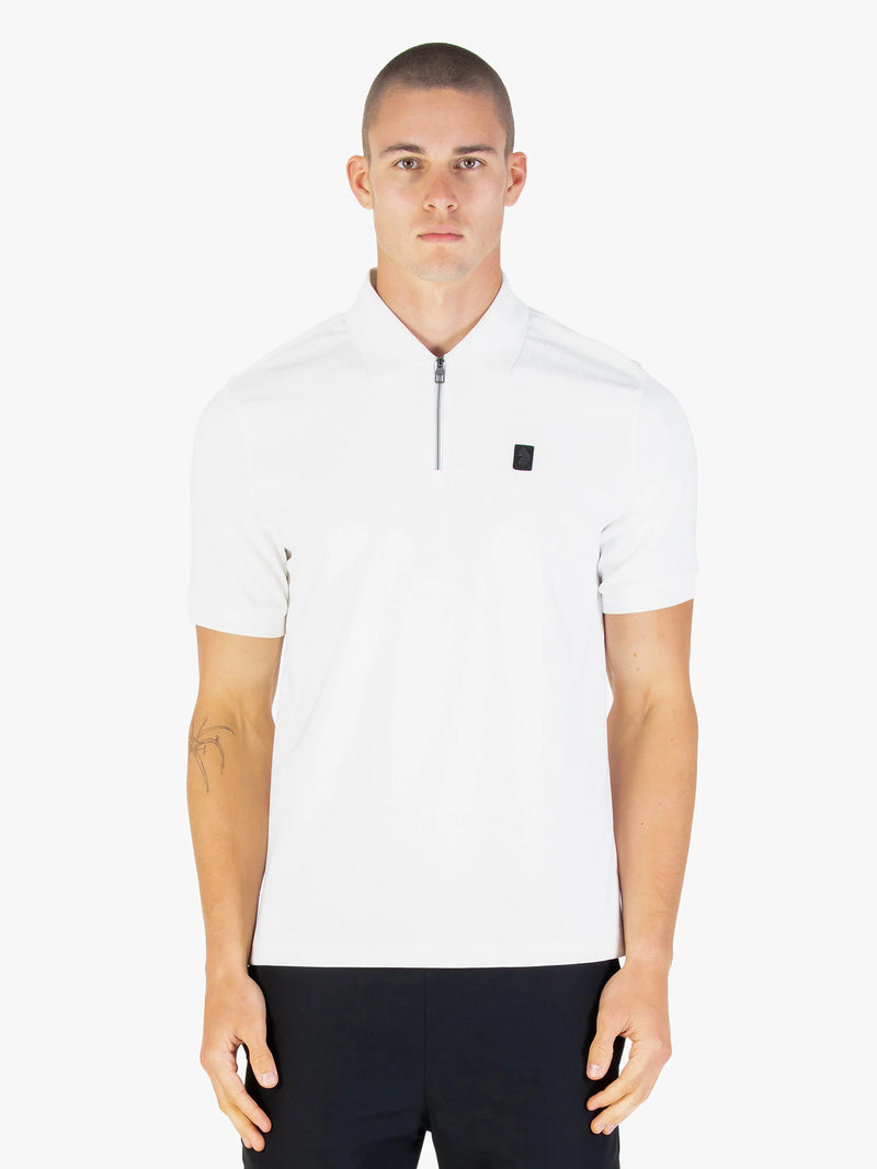 Luke Mainline PENRITH ZIP NECK SHORT SLEEVE POLO - WHITE