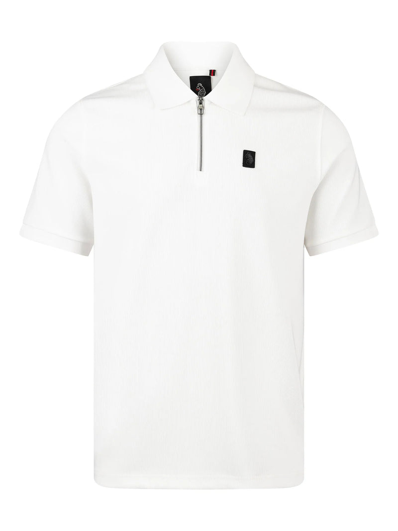 Luke Mainline PENRITH ZIP NECK SHORT SLEEVE POLO - WHITE