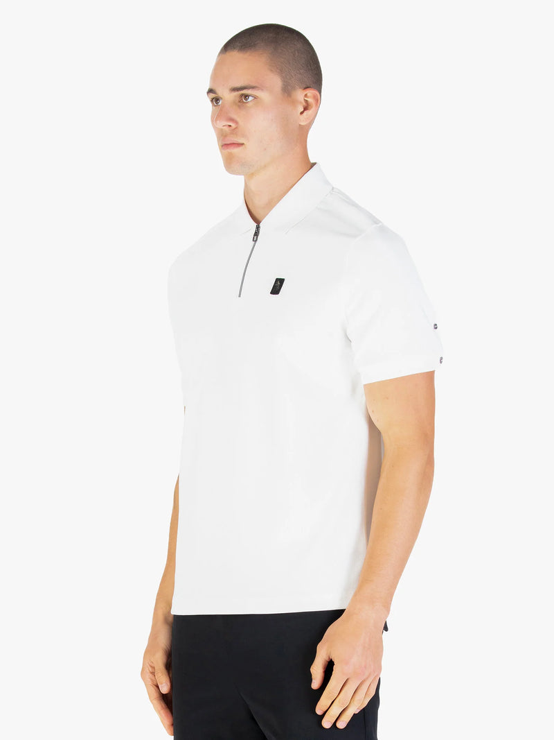 Luke Mainline PENRITH ZIP NECK SHORT SLEEVE POLO - WHITE