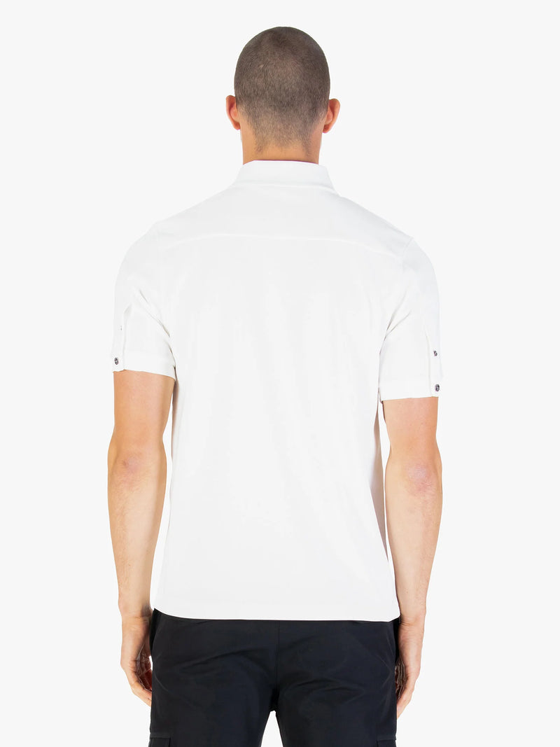 Luke Mainline PENRITH ZIP NECK SHORT SLEEVE POLO - WHITE