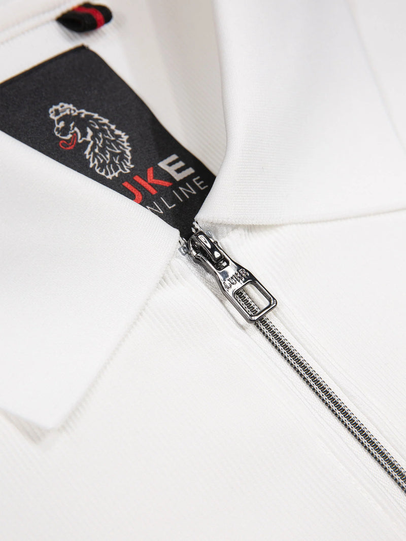 Luke Mainline PENRITH ZIP NECK SHORT SLEEVE POLO - WHITE