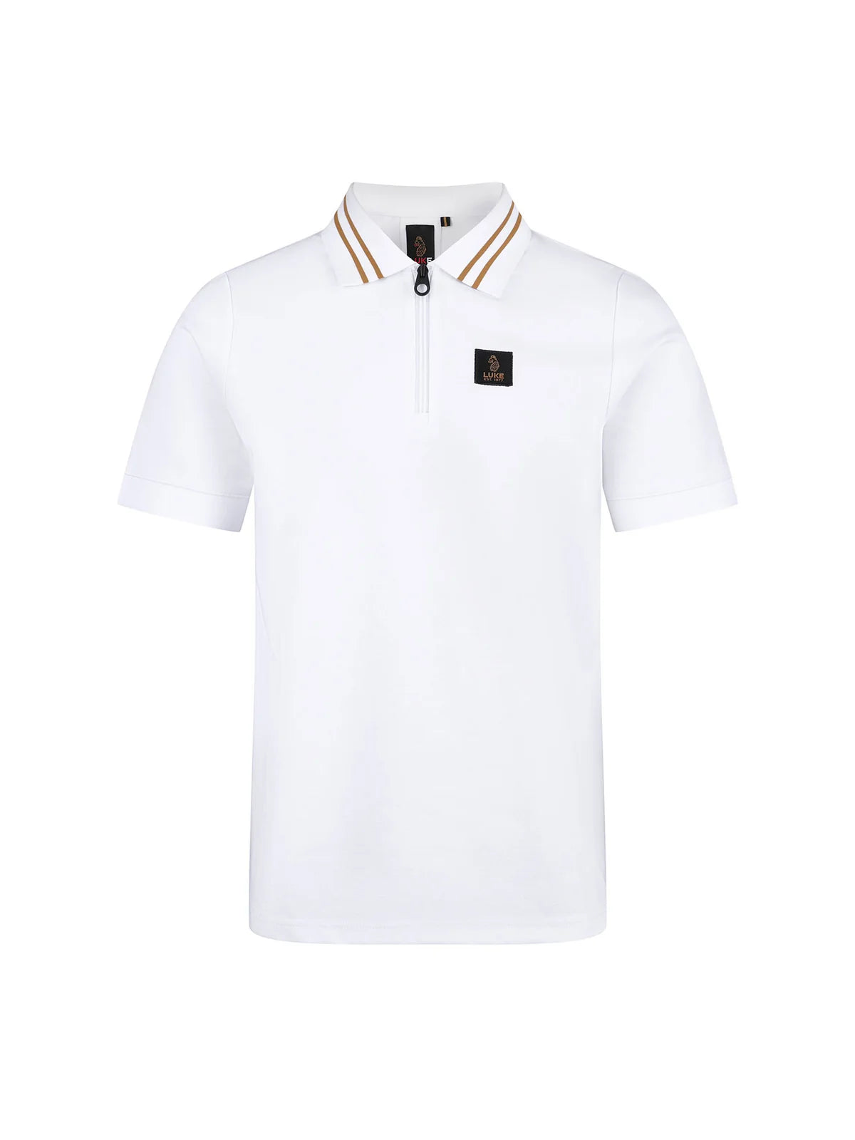Luke Est 1977 throop zip neck polo shirt - white