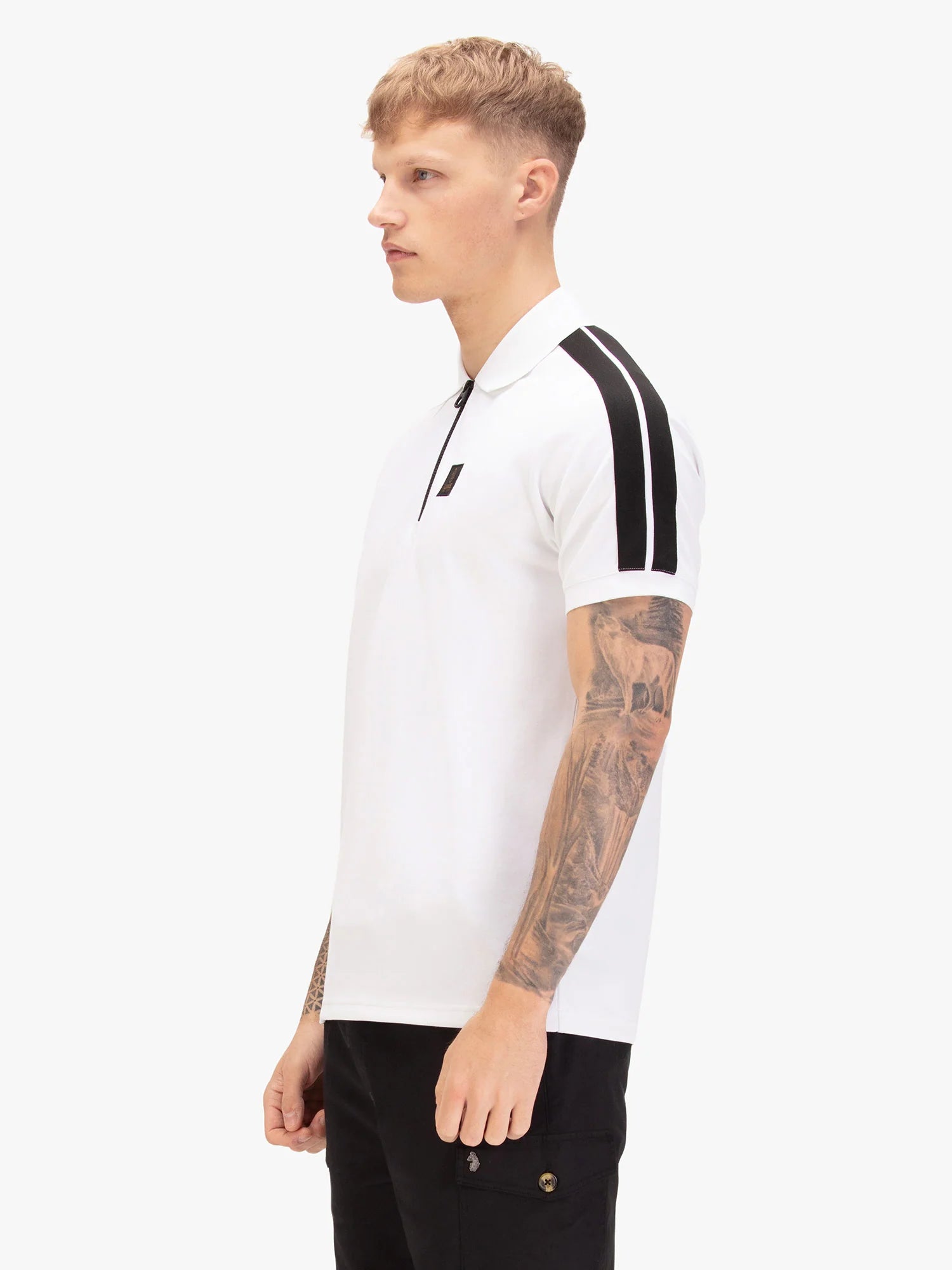 Luke Est 1977 CALTECH 1000 ZIP POLO - WHITE/BLACK